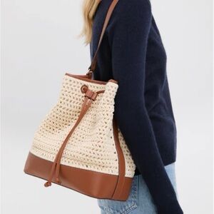 NWOT Tuckernuck Cream Crochet Leather Dakota Bucket Bag